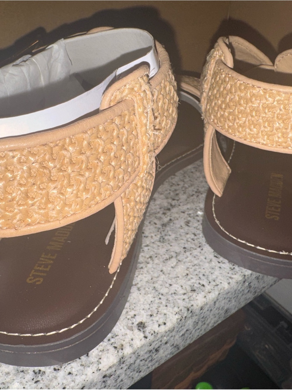 NWT Steve Madden Brazinn Woven Tan and Brown Strappy Sandals - Picture 6 of 7